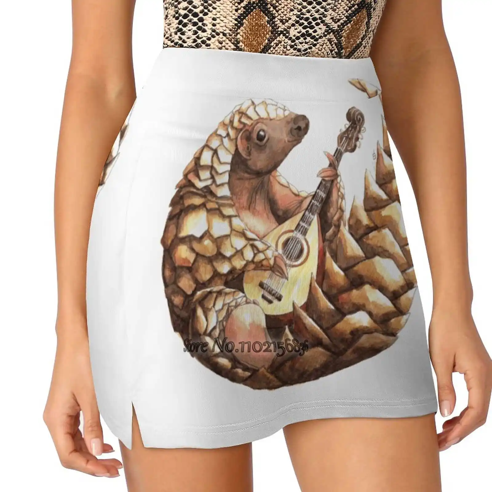 Pangolin Playing The Mandolin Women Tennis Skirts Golf Badminton Pantskirt Sports Phone Pocket Skort Pangolin Pangolins