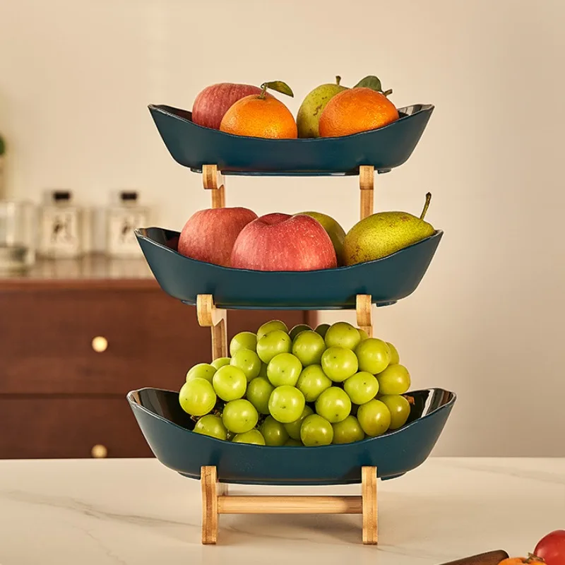 Creative Modern Stand Salad Bowl Living Room Home Three-layer Plastic Fruit Plate Snack Dish Dried Basket Candy Cake Holder