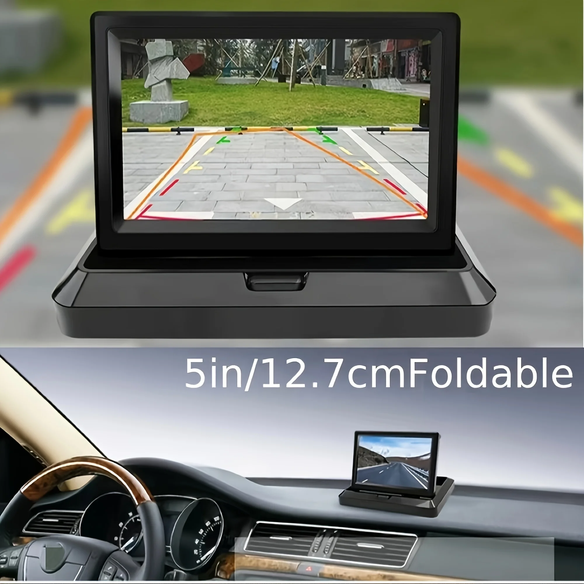 

5-inch Folding Car-mounted Video Display, High-definition Truck Harvester Reversing Image Screen, Small TV DVD