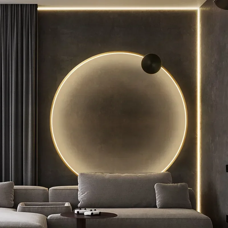 Nordic Minimalist Living Room Sofa Bedroom Full Copper Wall Light Postmodern Dining Room Corridor Circular Light