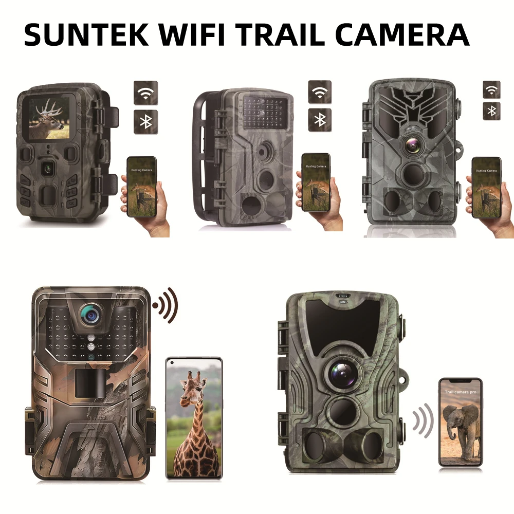 Suntek WIFI seria 4K/2.7K 36MP/24MP kamera obserwacyjna Wildlife widzenie nocne z wykorzystaniem podczerwieni z czujnikiem ruchu IP65 wodoodporna pułapka gra Cam