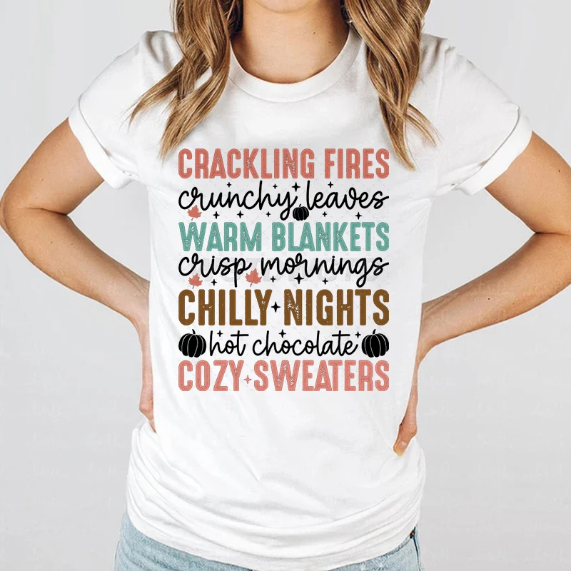 

Fall Letter Print Vintage T Shirts Women Autumn Pumpkin Graphic Tee Clothes Fashion Casual Tops Autumn Vibes Classic T-shirts