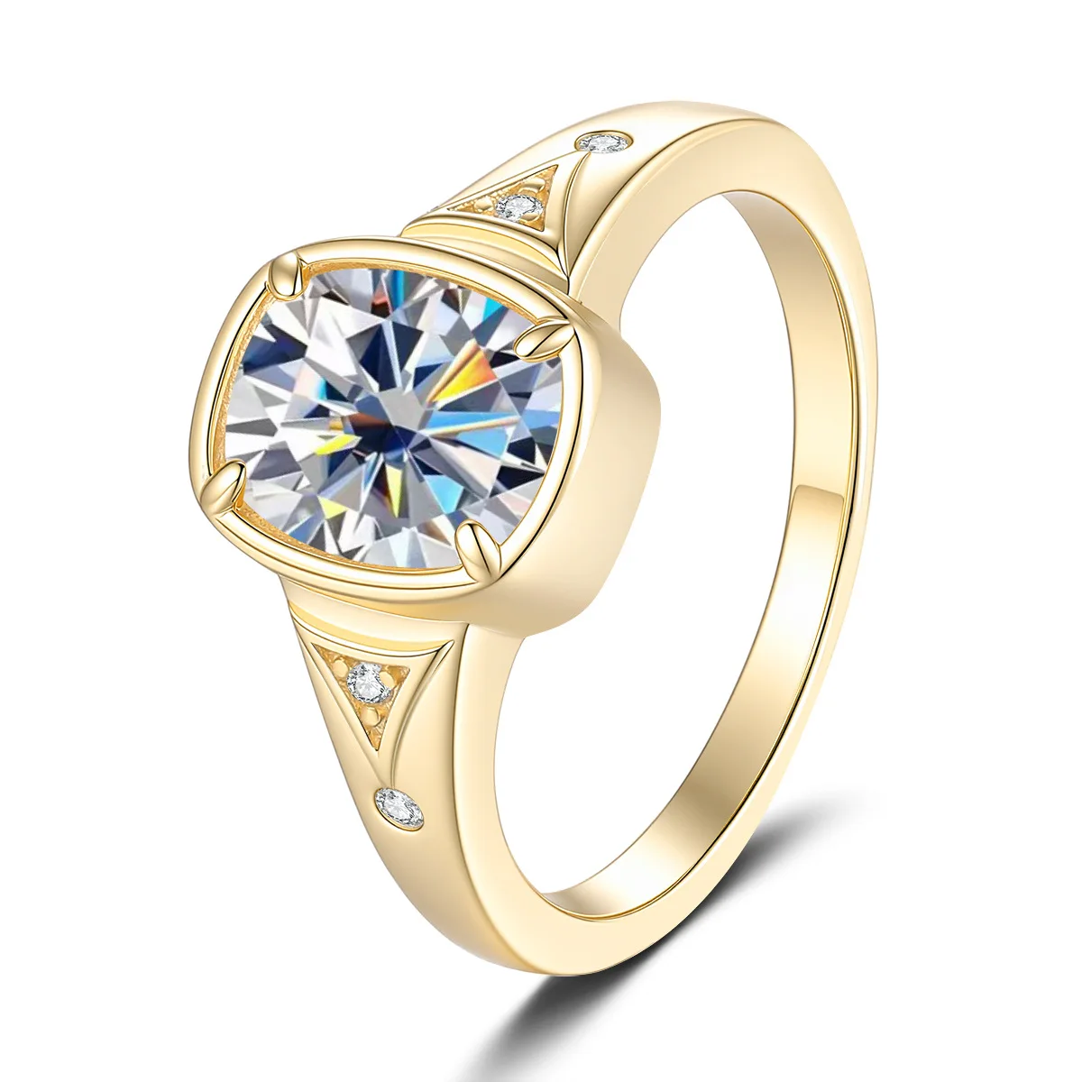 

Кольцо из серебра S925 с покрытием из 18-каратного золота и бриллиантом 3 карата, цвет D, VVS1, муассанит - подарок на День матери, День святого Валентина