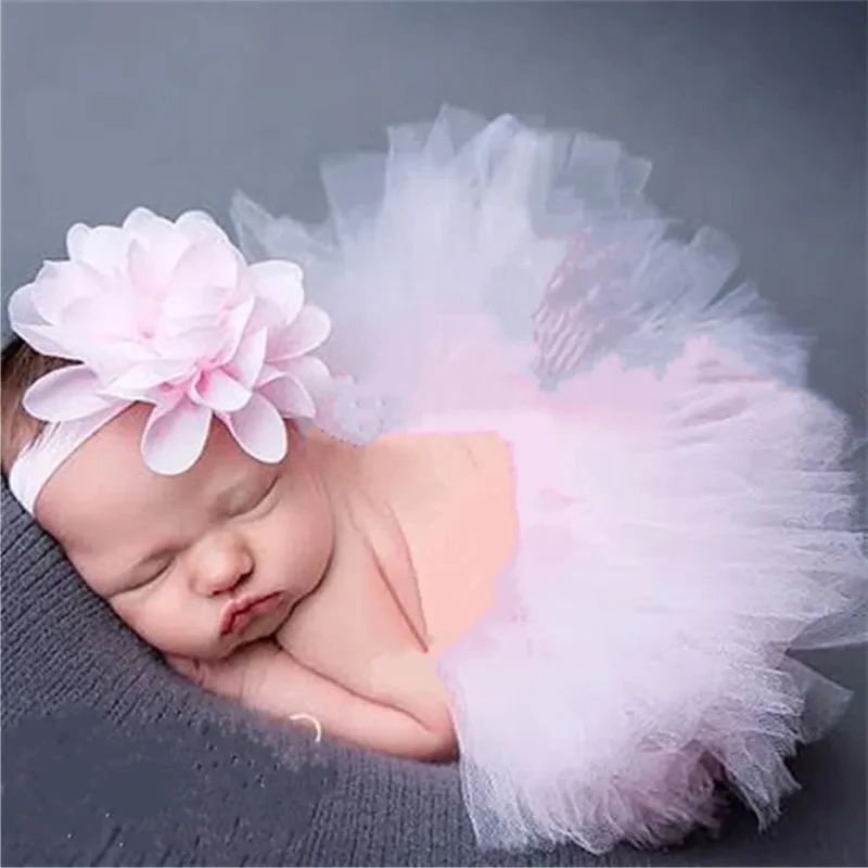 

Baby Newborn Photography Props Cute Princess Infant Costume Outfit With Flower Headband Accesssories Baby Girls Dress Tutu Skirt