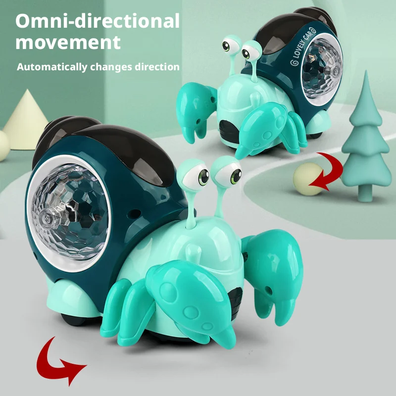 Electric Sound-and-Light Crawling Hermit Crab Music Light Up Interactive Musical Toys Dancing Crawling Toy gifts for Toddler