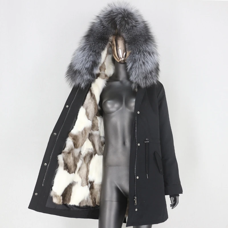 FURYOURSELF 2023 New Long Waterproof Parka Real Fox Fur Liner Coat Winter Jacket Women Natural Raccoon Fox Fur Collar Detachable