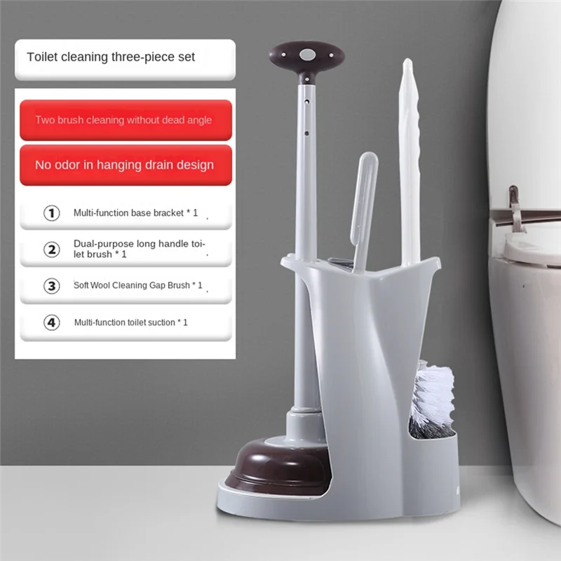 

Набор кистей для унитаза 3-в-1, бытовая щетка для ванной комнаты, щетка для чистки углов без мертвых углов, легко чистящаяся щетка для унитаза-B51B