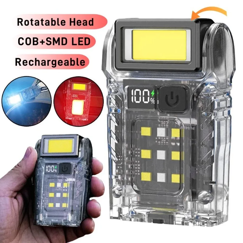 

COB+SMD LED Flashlight Outdoor Mini Torch USB-C Rechargeable Camping Work Light Powerful Flashlight for Travel Emergency Light