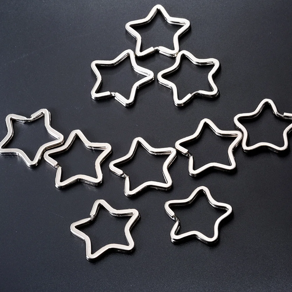 

50 Pcs Split Key Ring Chain Star Charms for Keychains Connector Rings Metal Bulk Pentagram