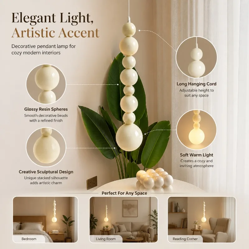 Modern Gourd Design Pendant Lamp Creative Long Line Hanging Light for Bedroom Living Room Bedside Atmosphere Lighting Home