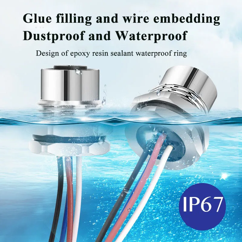 M12 Waterproof Socket with 20CM Cable IP67 22AWG 4 5 8 Pin Connector Cable Glued Integrated Board Mounted Fixed Panel Socket