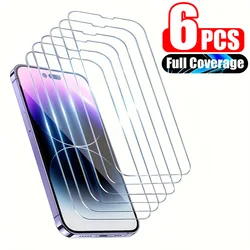 6PCS Tempered Glass for iPhone 14 Pro Max 14 Plus 14Pro Screen Protector for iPhone 15 13 12 11 Pro Max 12Mini 13 Mini Glass