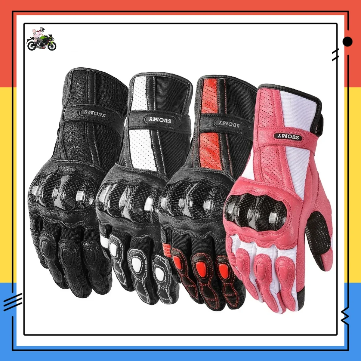 Hot Sales Suomy Motorcyclist Gloves High Quality Leather Full Finger Carbon Fiber Safety Protection Motorcycle Motocross