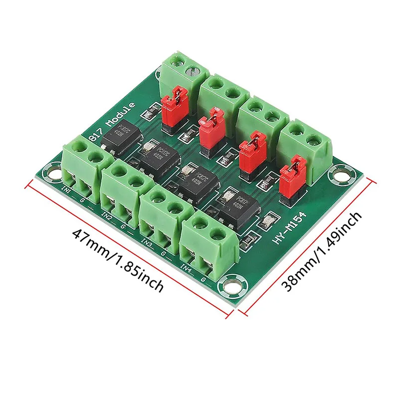 4PCS PC817 4-Channel Optocoupler Module – Photoelectric Isolated Voltage Converter Board for Microcontroller & Signal Control