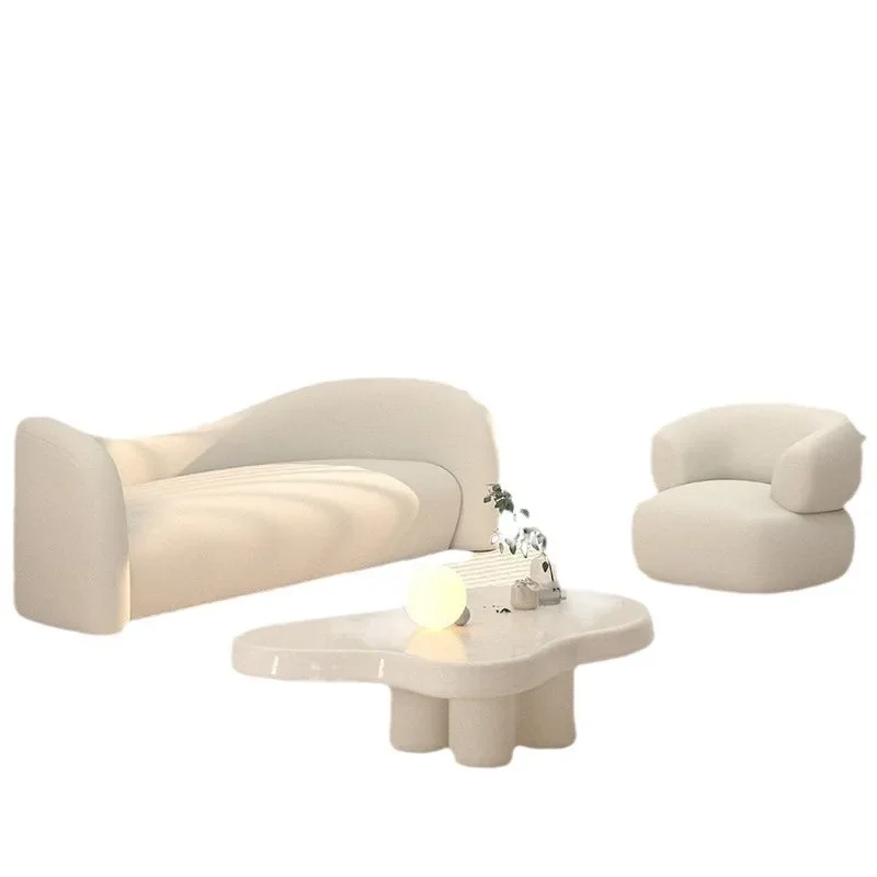 Creative light luxury beauty salon clothing store reception, modern simple cream wind curved sofa