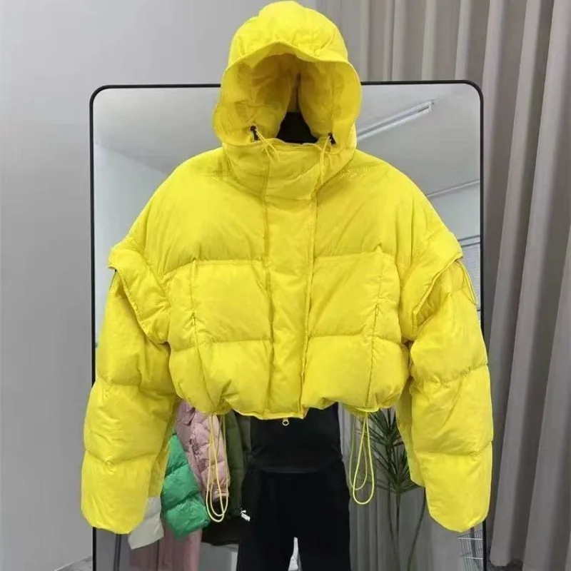 Women's clothing Down jacket New style Short style Winter Hooded Loose fit Duck down Thickened Warm Outerwear jackets for women