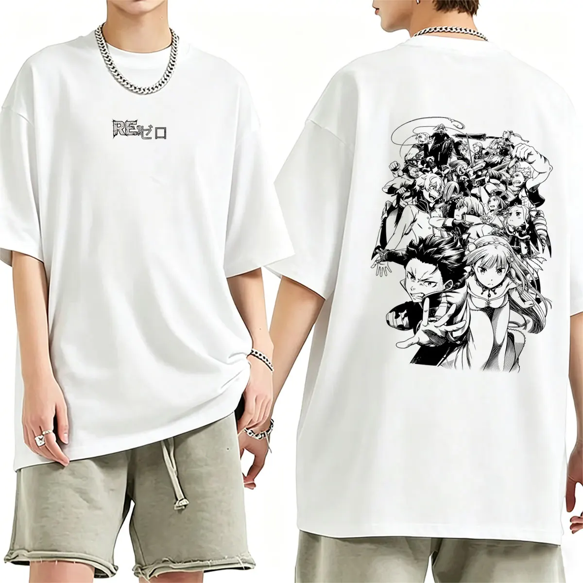 Anime Re:ZERO Starting Life in Another World T-shirt Subaru Natsuki Emilia Graphic T Shirts Men Women Manga Casual Streetwear