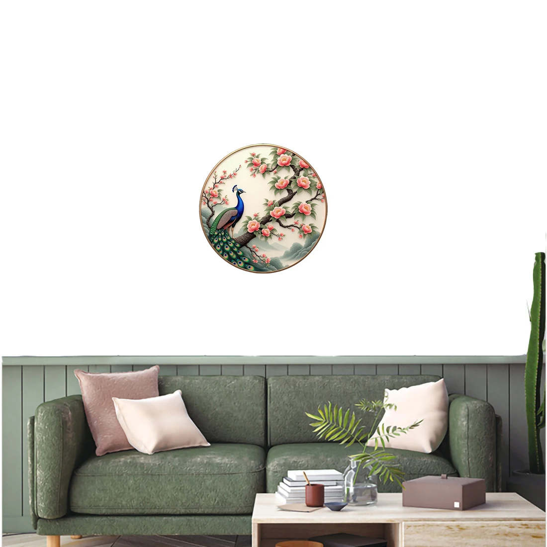 Three Ratels CG101 Beautiful spring peach blossoms and peacocks Art stickers for home decoration