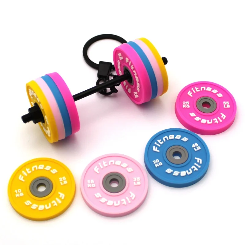 New Fashion DIY Detachable Barbell Keychain Sports Backpack Pendant 6 Styles Set Fitness Enthusiast Weight Lifting Gift