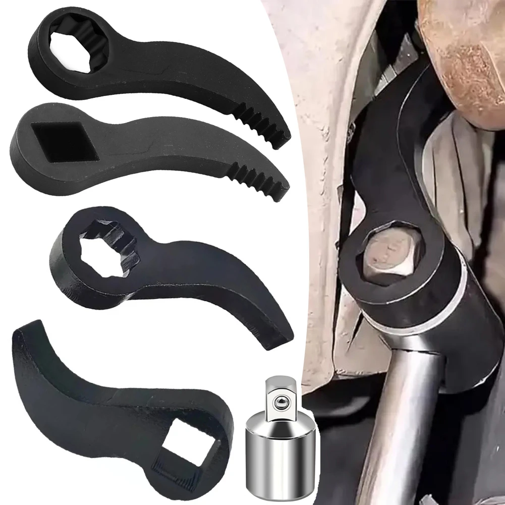 3Pcs Pry Bar Wrench Adaptor Head Crowbar Adapter Head Tool With Socket Adapter Drive Pry Wrench Adapters 1/2 Inch Or 3/8inch