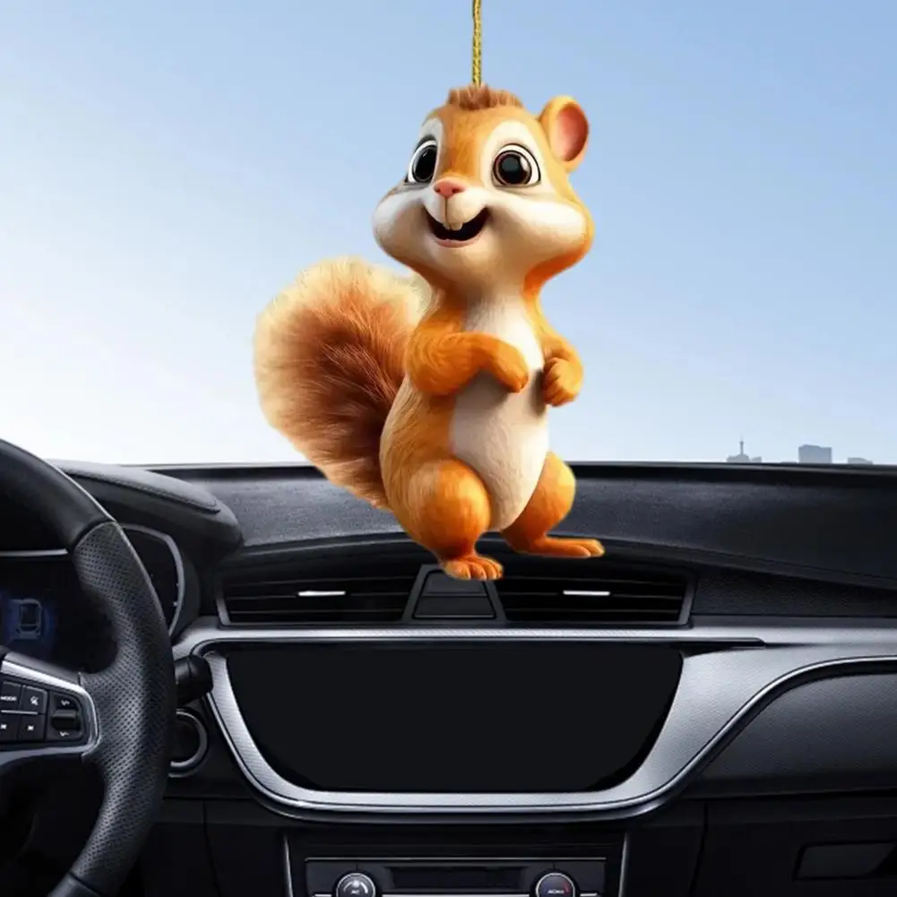 Squirrel Car Pendant Long-lasting Car Decor Car Pendant Squirrel Ornament with Lanyard Hanging Keychain Decoration for Personal