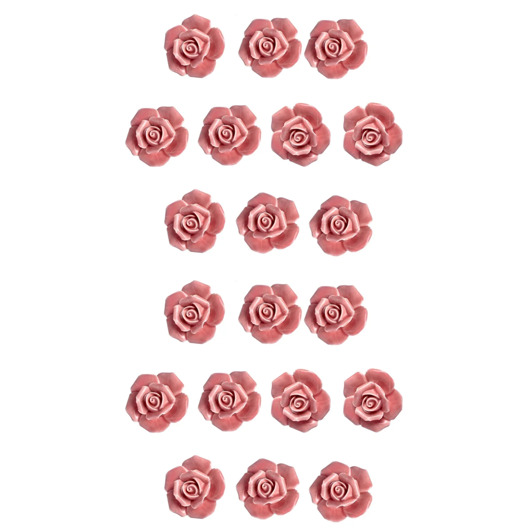 20 Pcs Ceramic Vintage Floral Rose Flower Door Knobs Handle Drawer Kitchen + Screws (Pink)