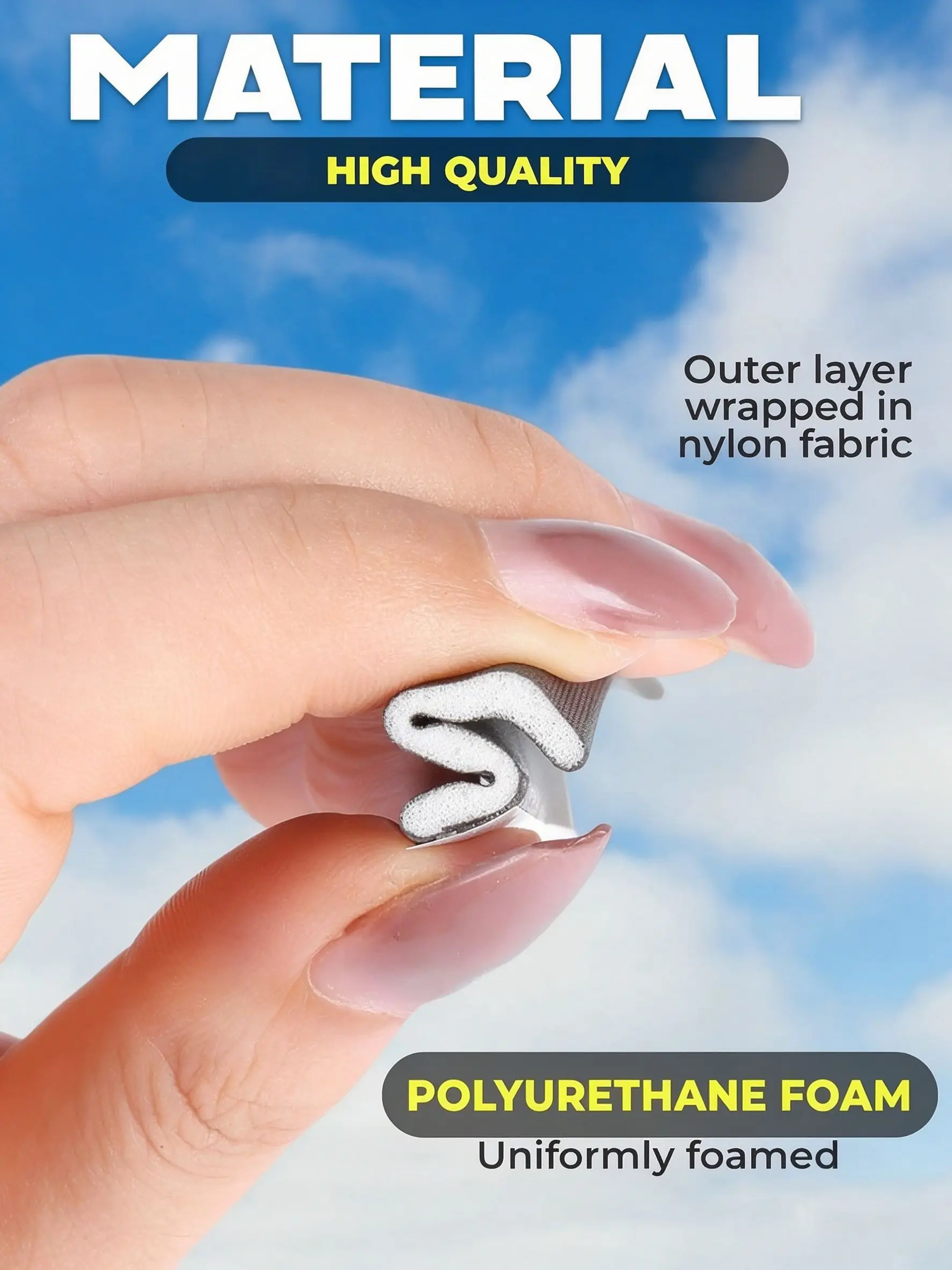 Self-Adhesive Window Seal Strip, Weather Stripping for Soundproof Thermal Insulation, Draft Stopper Noise Reduction, No Drilling