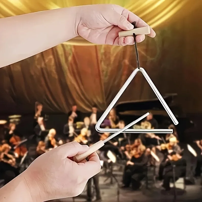 مجموعة أدوات مثلثة احترافية مكونة من قطعة واحدة، أداة موسيقية قرع ممتعة مع مضرب |   تصميم محمول لأداء الموسيقى