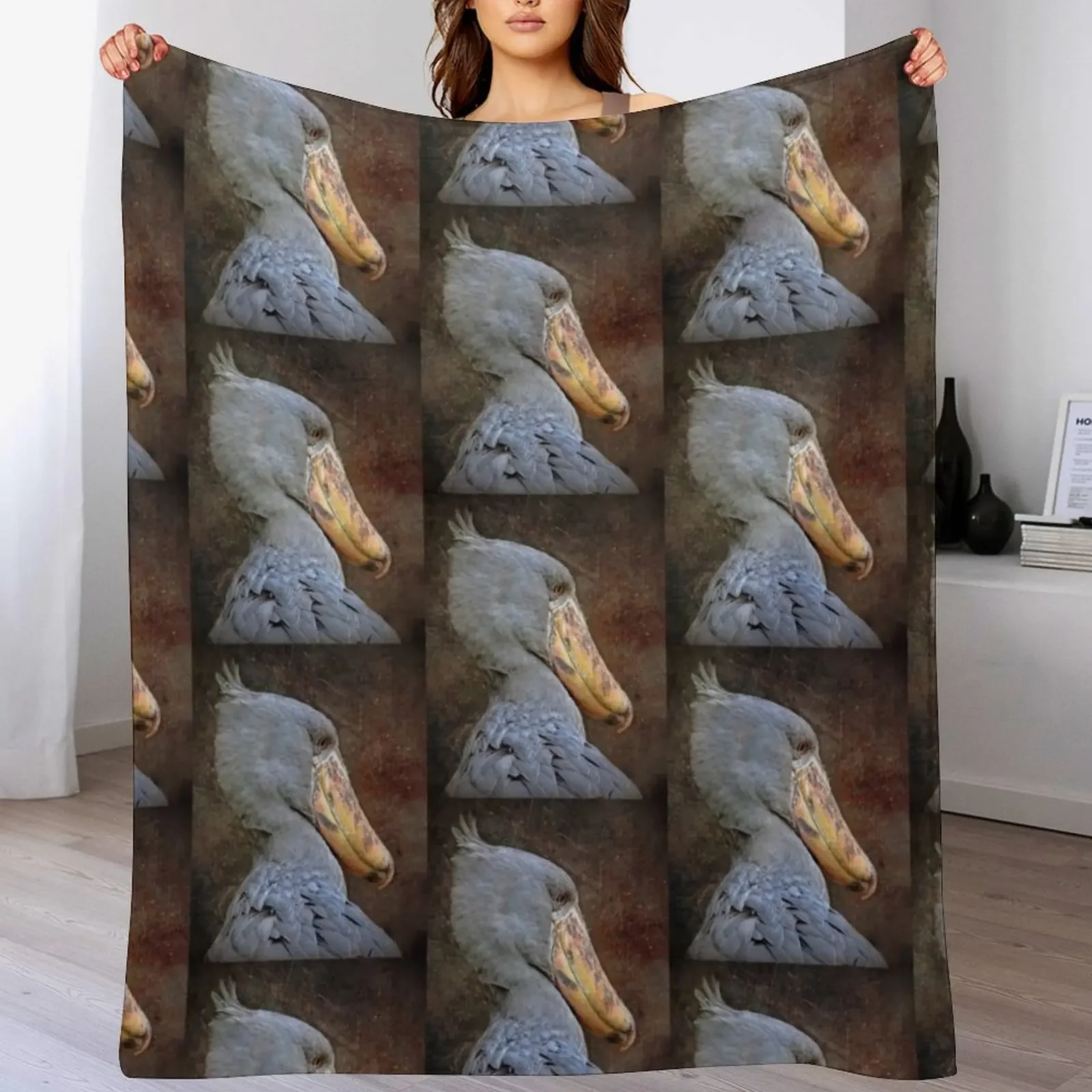 

Shoebill Stork Throw Blanket Machine Washable Soft Warm Blanket