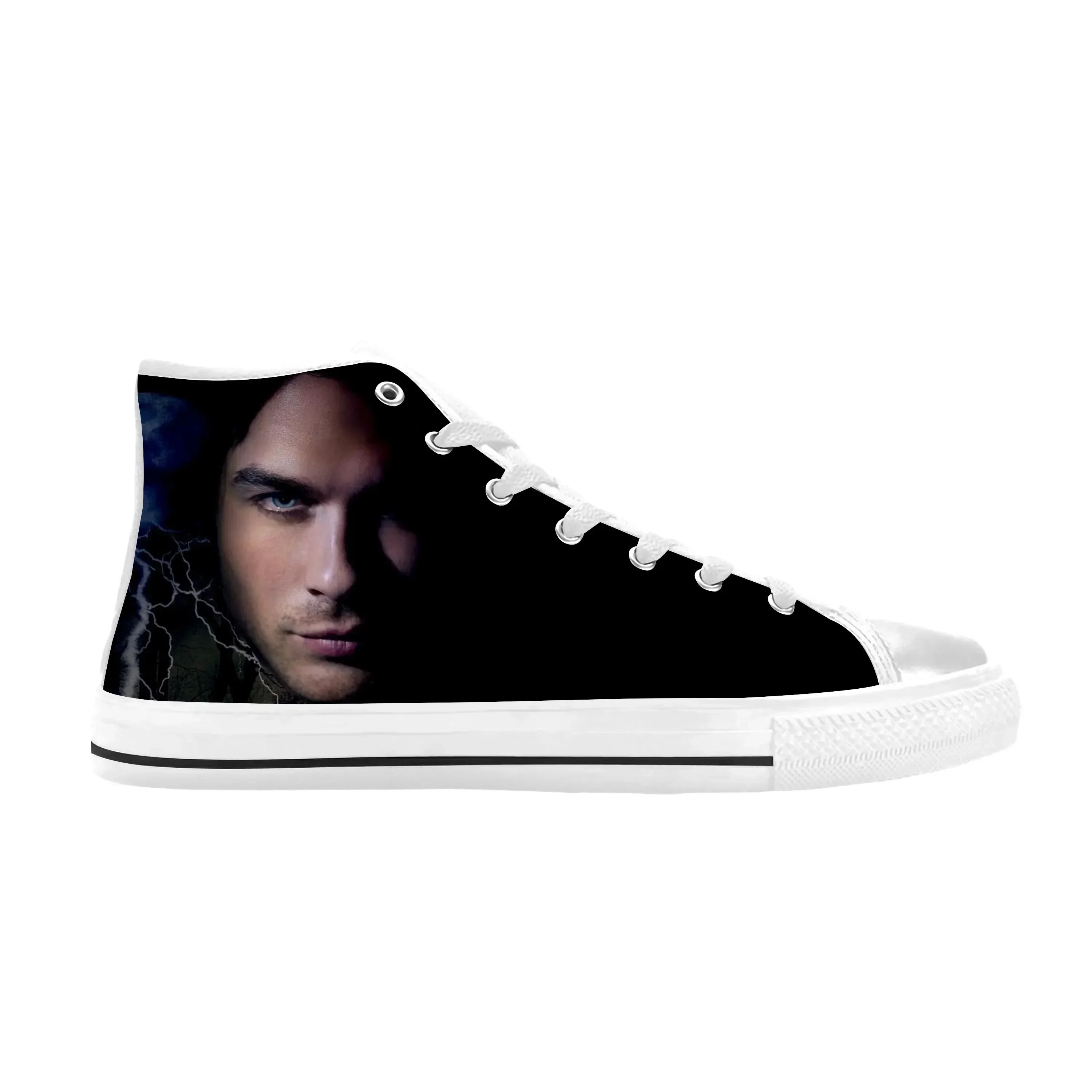 

Кроссовки The Vampire Diaries Damon Salvatore, модные повседневные тканевые кроссовки с высоким верхом, удобные дышащие кроссовки с 3D принтом для мужчин и женщин