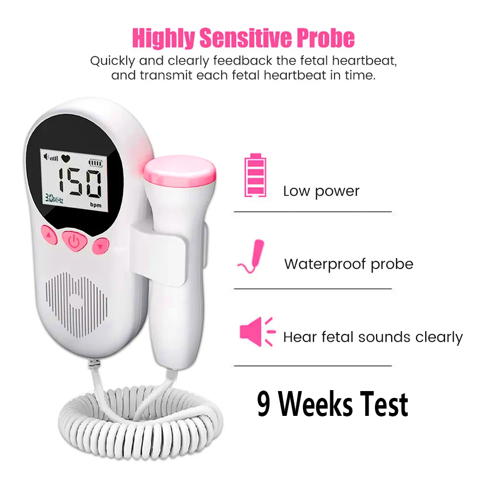 3.0HZ Doppler Fetal Heart Rate Monitoring Home Pregnant Women Listen To Baby Fetal Movement Ultrasound Stethoscope Fetal Doppler