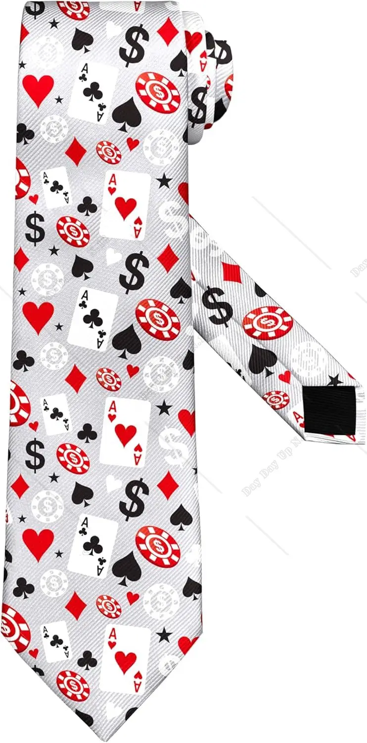 

Poker Card Tie for Men Funny Neckties Fashion Gentleman Soft Comfortable Ties for Wedding Party Holiday One Size