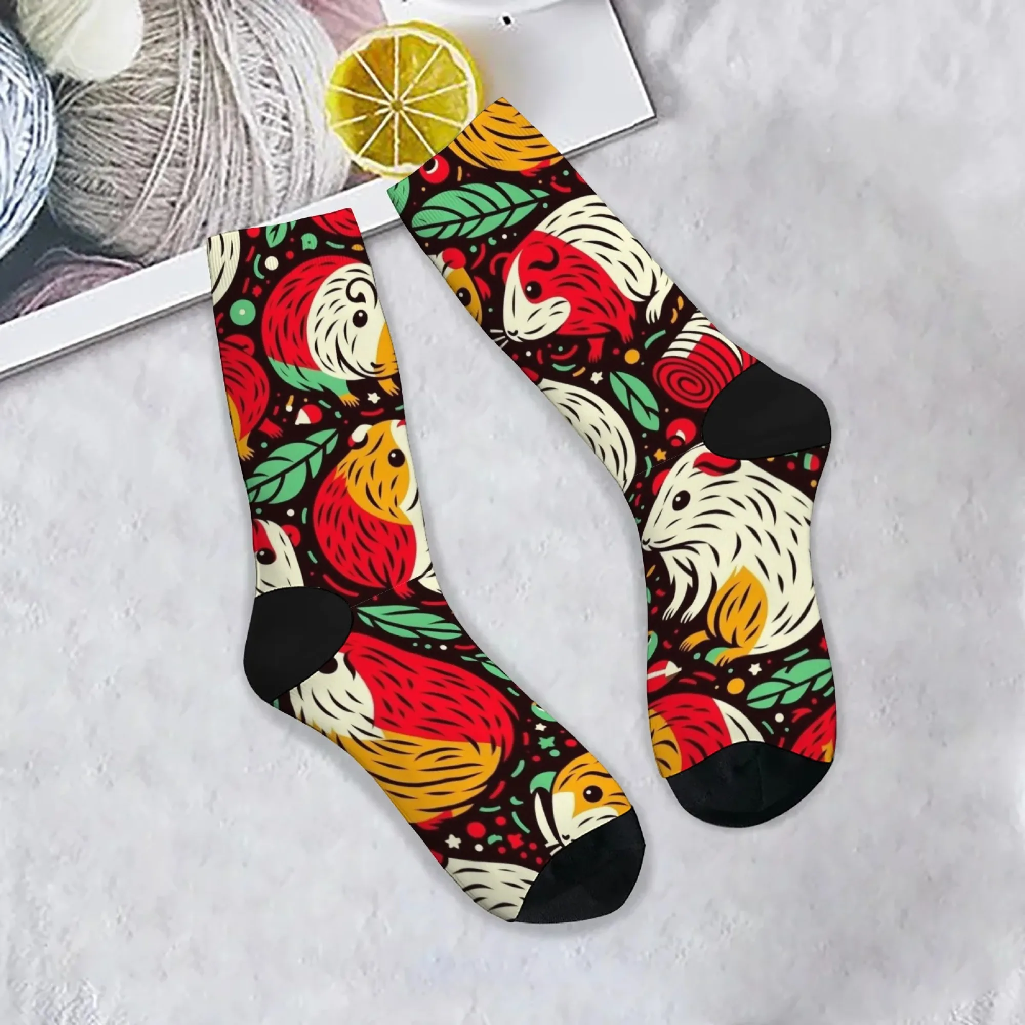 1 Paar trendige Meerschweinchen-Herren-Crew-Socken im Hip-Hop-Stil mit Haustier-Aufdruck, perfektes Geschenk für Streetwear-Enthusiasten und Tierfans