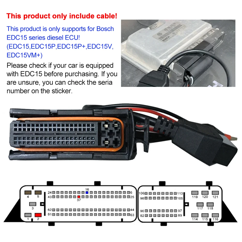 ECU Cable For Bosch ME7/EDC15/EDC15P/EDC15V/EDC15VM+ Connector Adapter For VAG Bosch ECU Programming Cable OBDII Connector Cable