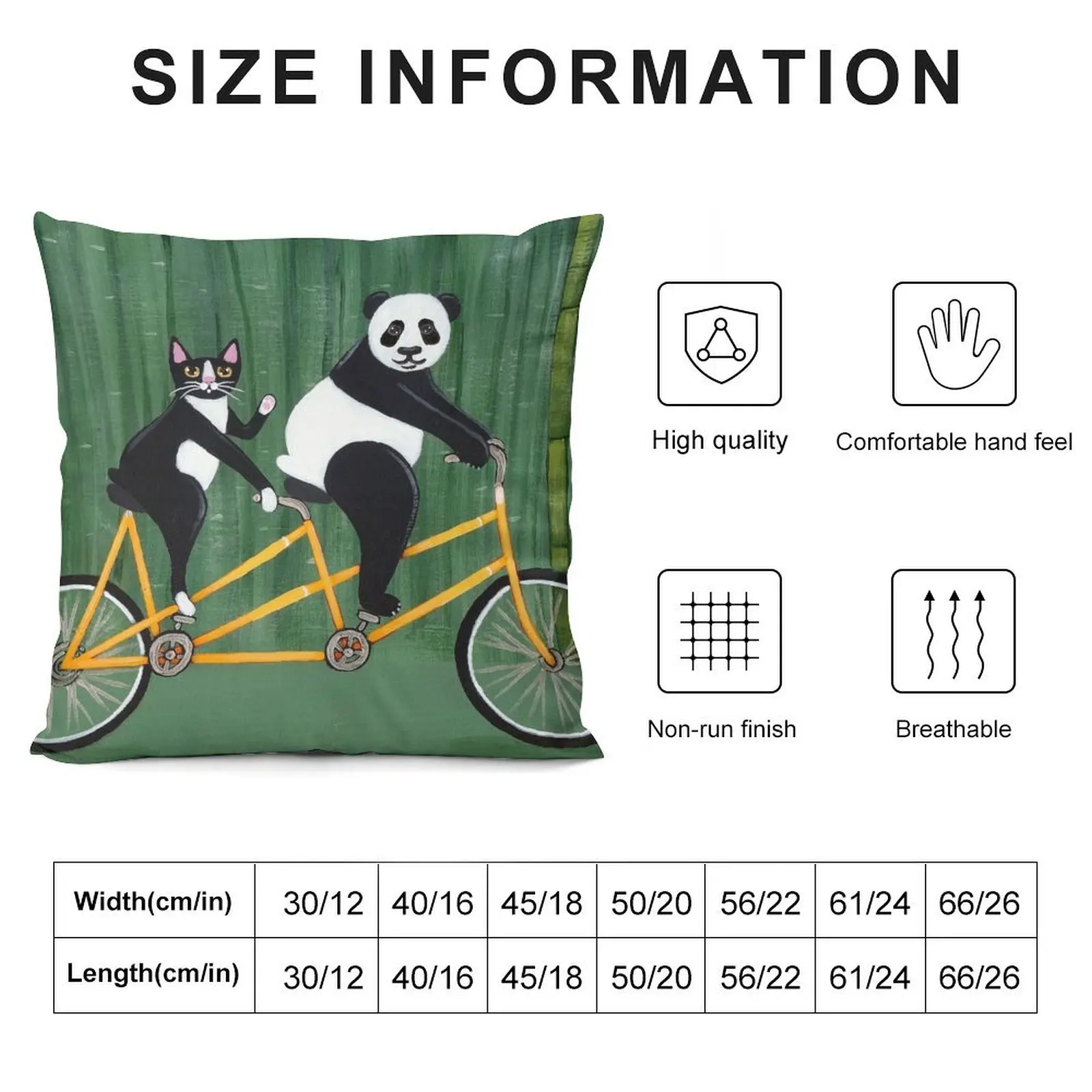 Panda and Cat Bicycle Tandem Throw Pillow Pillow Case Christmas Christmas Cushion For Home pillow