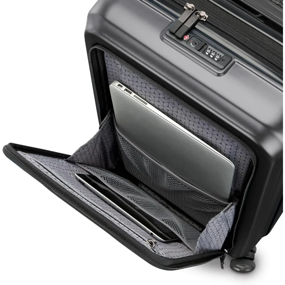 Equipaje rígido expandible con bolsillo frontal de 21 pulgadas: duradero resistente a impactos con 360 °   Ruedas giratorias para viajes