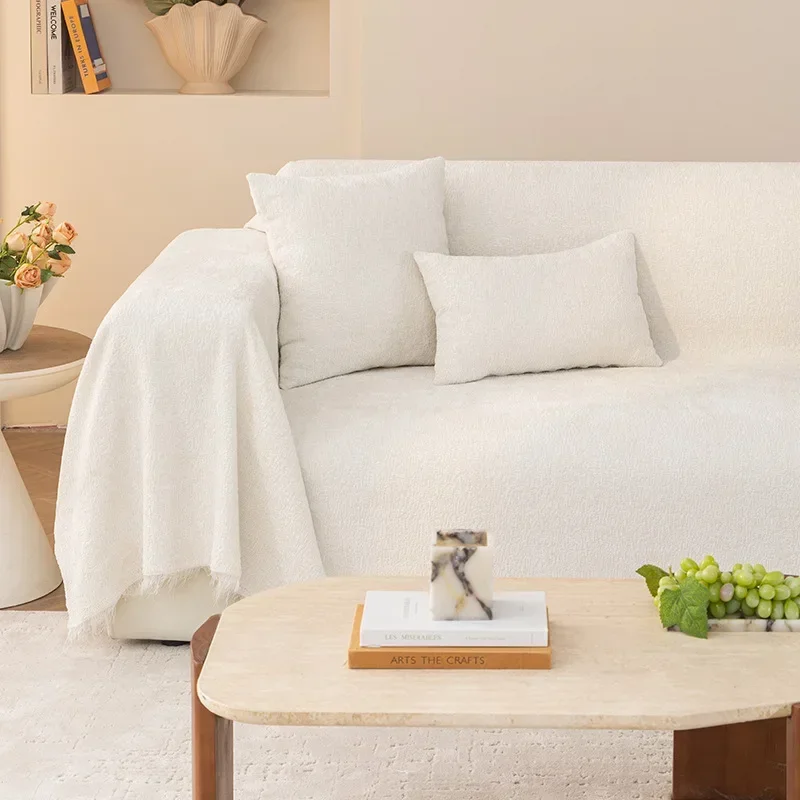Simple Chenille Solid Sofa Towel Modern Slip Anti Sofa Blanket Cloth for Room Living Anti-Cat Scratching Armchair Protector