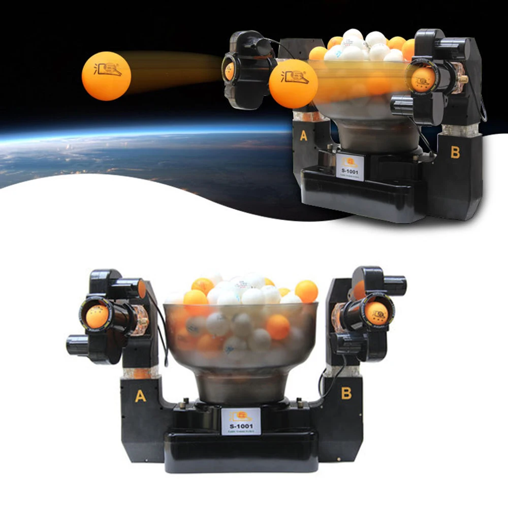 

Table Tennis Robot Double Head Multi Rotation Automatic Table Tennis Serving Machine for Indoor Outdoor Training