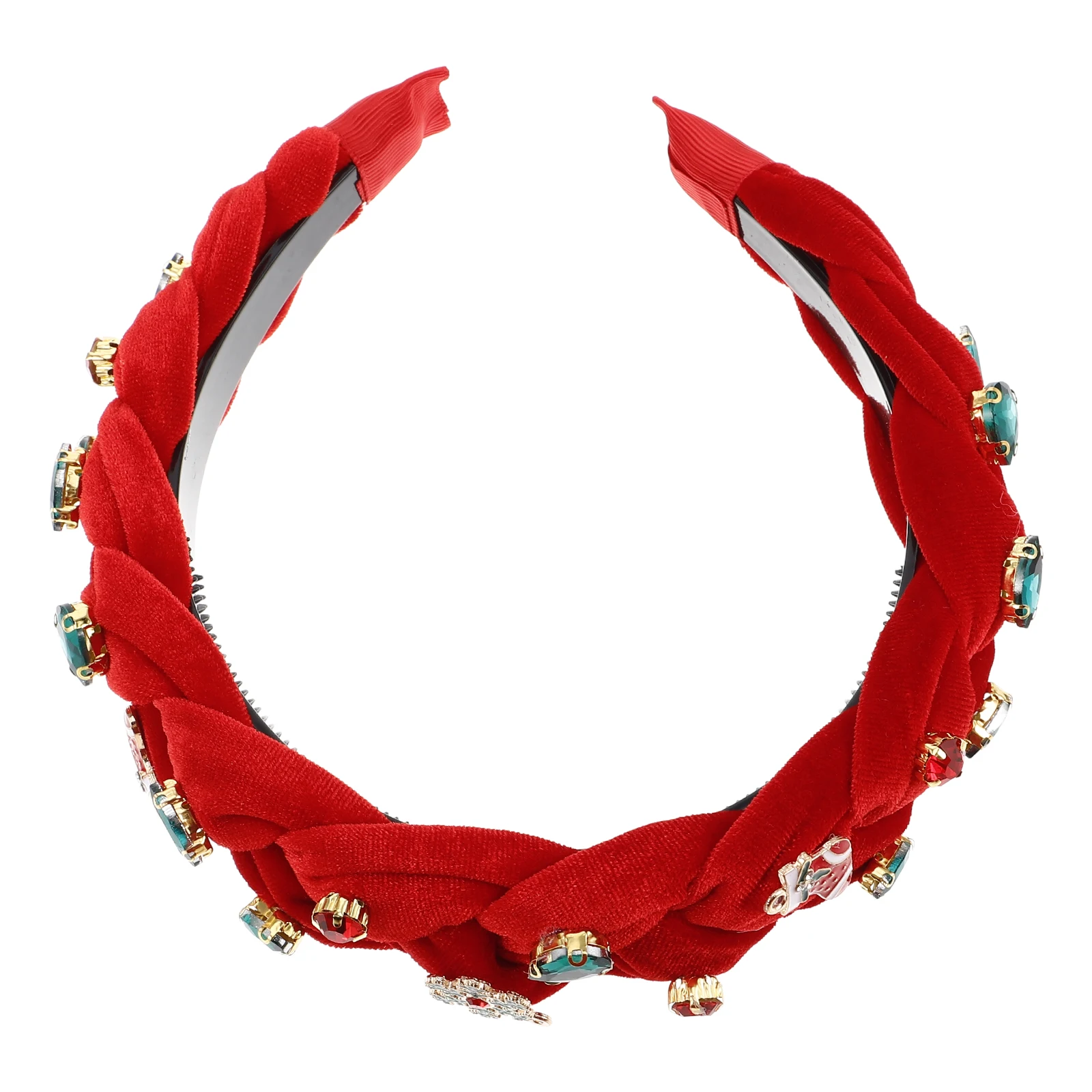 

Sparkling Christmas Headband For Women Wide Rhinestone Hair Hoop Crystal Decor Holiday Party Red Durable Stylish Wedding Costume