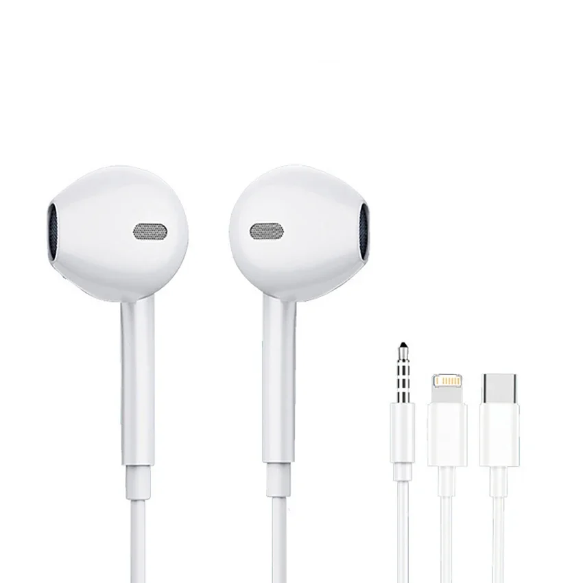 Original Wired Earphones For iPhone 16/15/14/13/12/11 Pro Max 7/8Plus XR/XS/X iPad In-Ear Earbuds Lightning USB-C 3.5mm Earphone