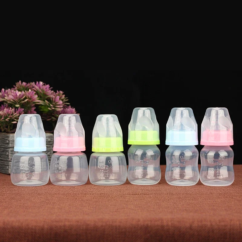 Newborn 60ML Bottle Baby Liquid Juice Feeding Bottle Food Grade Infant Mini Neck Bottle Anti-flatulence Milk Feeding Bottles