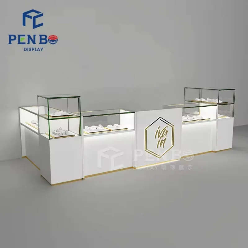 custom.Custom Jewelry Store Interior Design Jewelry Display showcase Jewelry Display Kiosk with Led Lighting