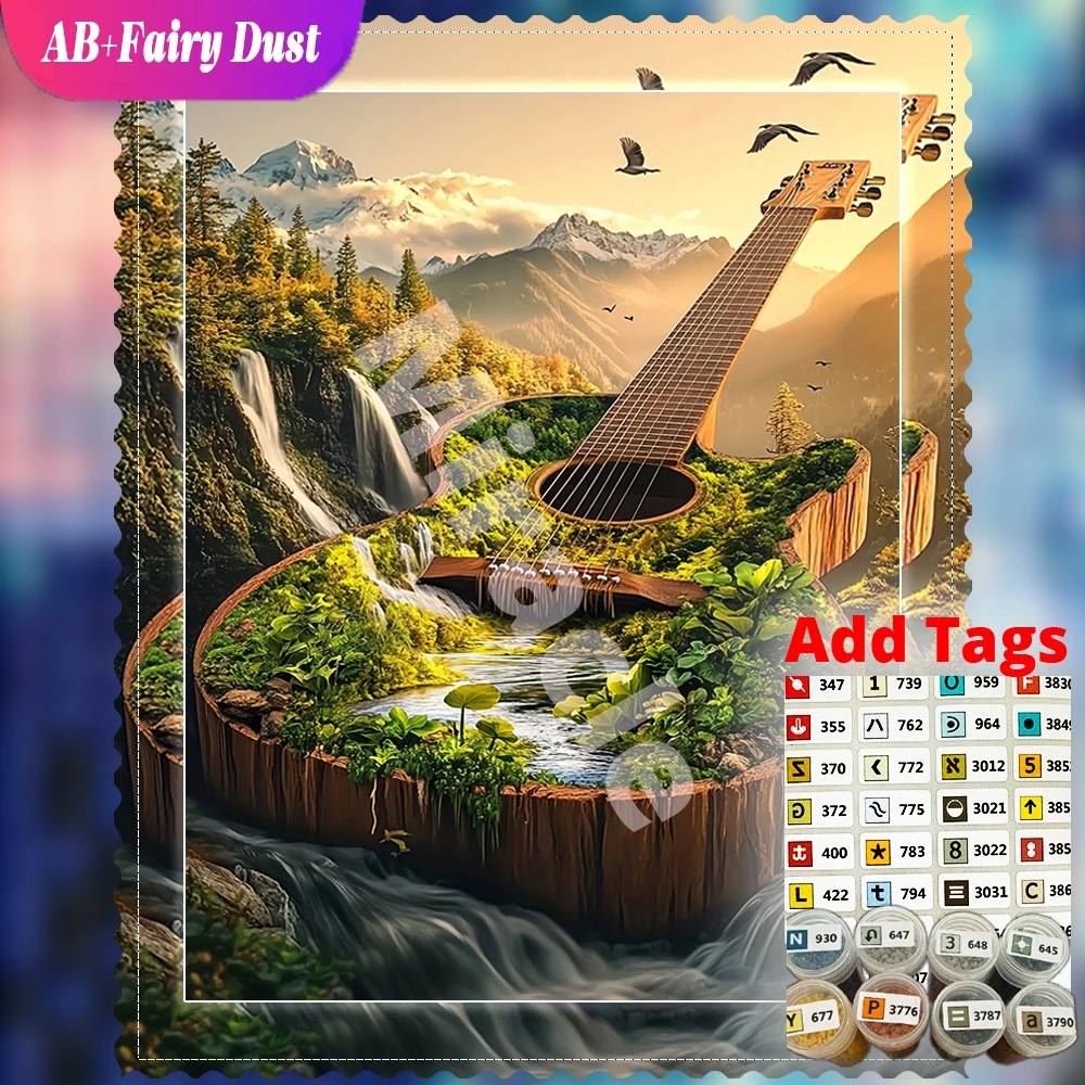 DIY Diamond Mosaic dinosaur jungle waterfall Full Square Round Cartoon Art AB Fairy Dust Fantasy Embroidery Wall Decor