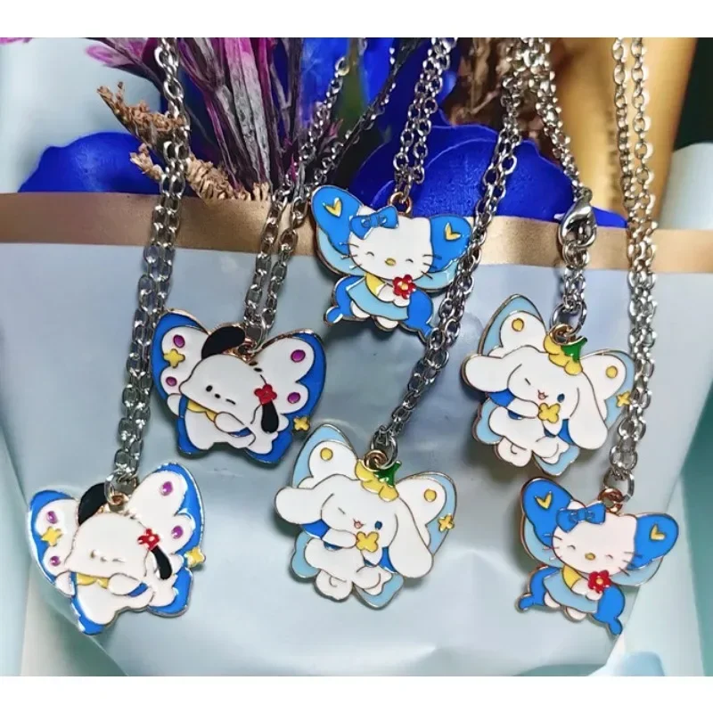 Sanrio Hello Kitty Ketting Anime Figuren Cartoon Gelegeerde Ketting Q Beeldjes Cinnamoroll Pochacco Anime Kinderen Verjaardagscadeaus