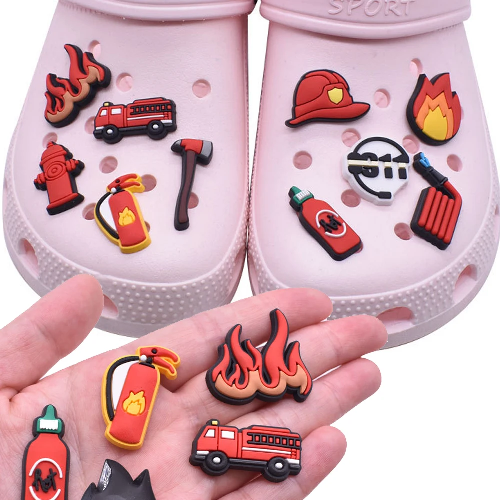 1pcs PVC Fireman for Crocs Accessories Charms Men Badge Women Clogs Buckle Kids Pins Shoe Decoration Jeans X-mas Gift