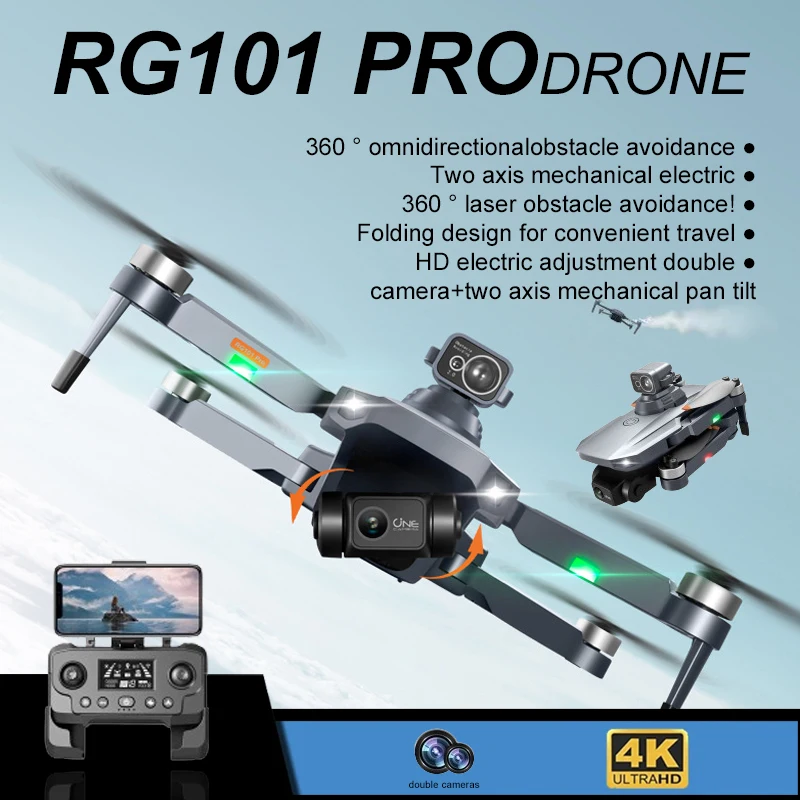 RG101 Pro Drone 4k z podwójną kamerą 5G Wifi Fpv Gps dwuosiowy Ptz Laser unikanie przeszkód antena zdalnie sterowany Quadcopter zabawki dla dzieci