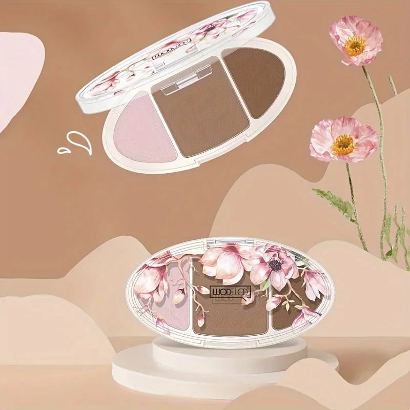 3色コンターパレット フェイススカルプティング＆ノーズシェーディングトリオ - ハイライト、コントゥア、ブロンズをコンパクトに1つで、明確な輪郭を実現