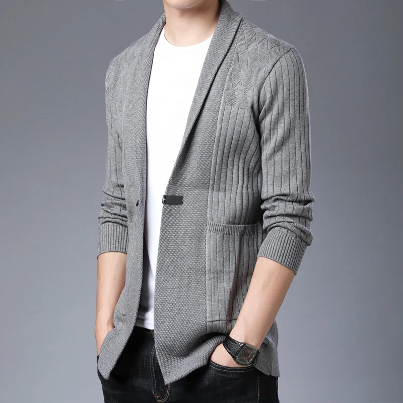 

2024 Spring Autumn Knitted Cardigan Men's Sweater Coat Men Casual New Fashion Personality Striped Mens s Clothes
