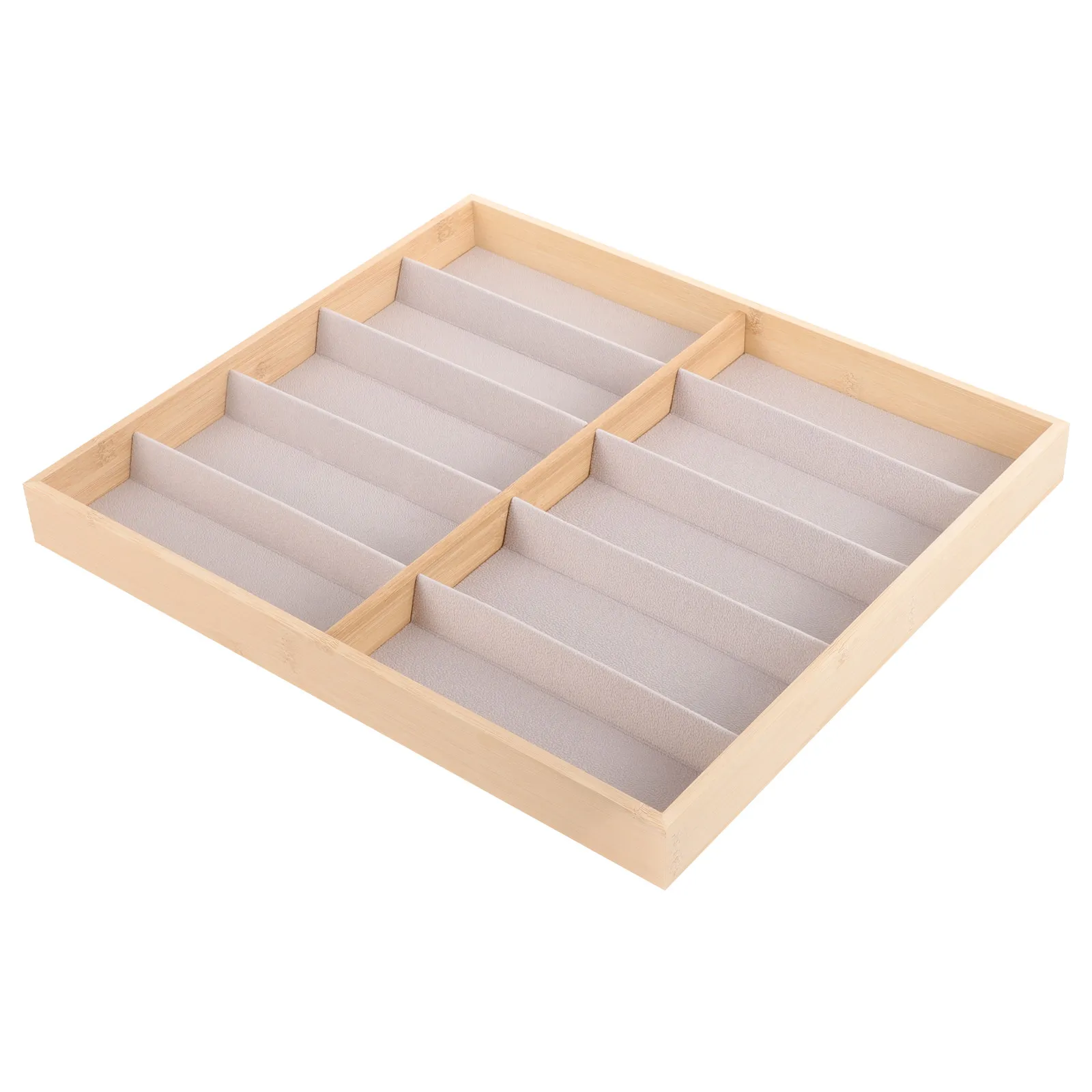 Sunglasses Holder Organizer 10-Slot Bamboo Display Stand for Glasses Watches Scratch-Resistant Flocking Vanity Desk Shelf Use