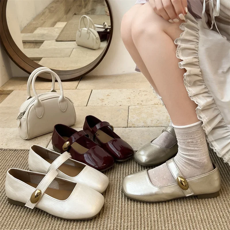 

Pop Retro Style Square Toe Women Mary Jane Shoes Ladies Soft Sole Flats Casual Dress Street Style Shoes